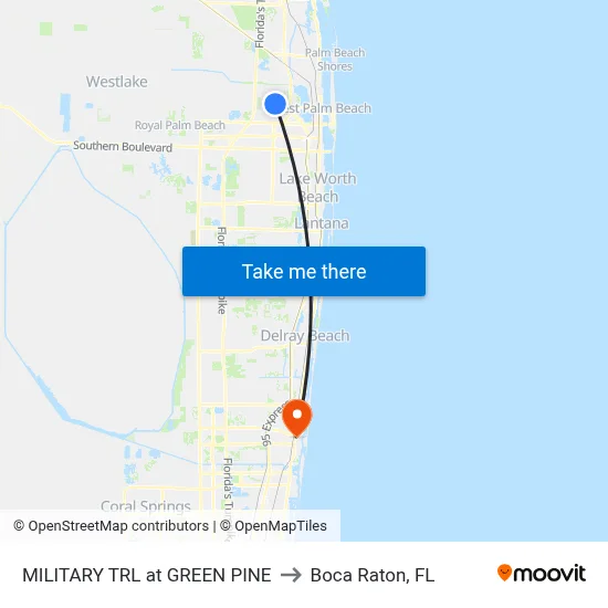 MILITARY TRL at GREEN PINE to Boca Raton, FL map