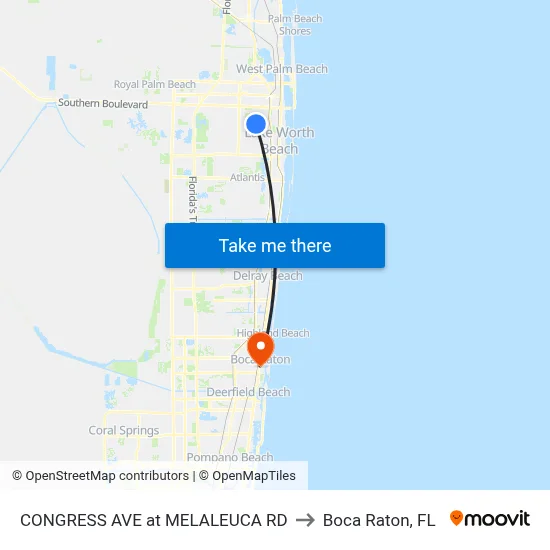 CONGRESS AVE at MELALEUCA RD to Boca Raton, FL map