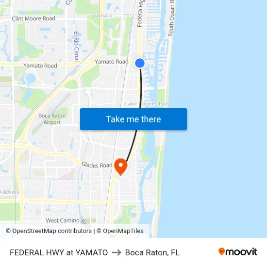 FEDERAL HWY at YAMATO to Boca Raton, FL map