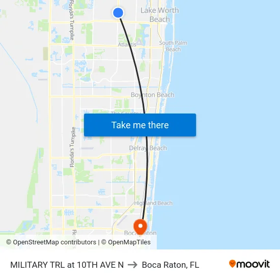MILITARY TRL at 10TH AVE N to Boca Raton, FL map