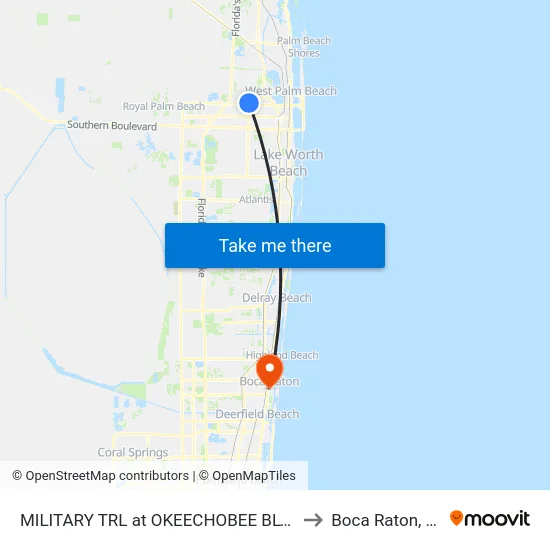 MILITARY TRL at OKEECHOBEE BLVD to Boca Raton, FL map