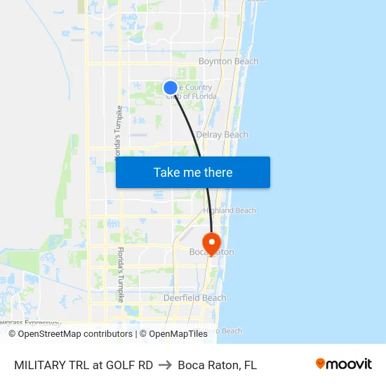 MILITARY TRL at  GOLF RD to Boca Raton, FL map