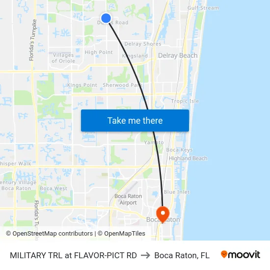 MILITARY TRL at  FLAVOR-PICT RD to Boca Raton, FL map