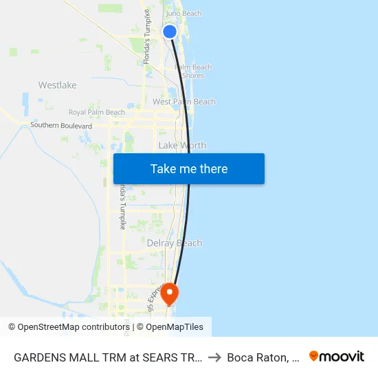 GARDENS MALL TRM at SEARS TRM to Boca Raton, FL map