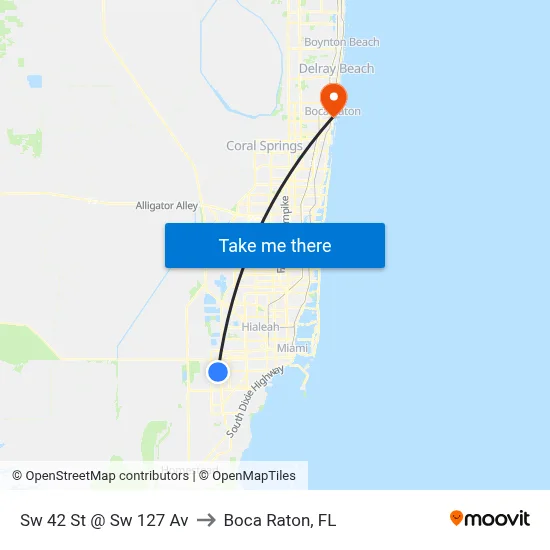 Sw 42 St @ Sw 127 Av to Boca Raton, FL map