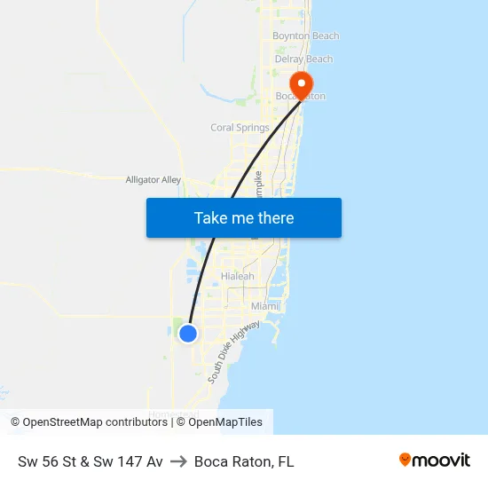 Sw 56 St & Sw 147 Av to Boca Raton, FL map