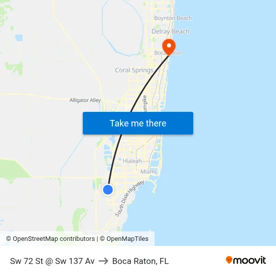 Sw 72 St @ Sw 137 Av to Boca Raton, FL map