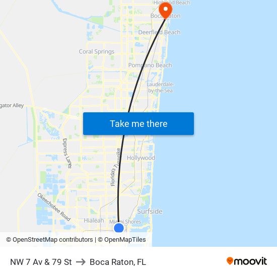 NW 7 Av & 79 St to Boca Raton, FL map