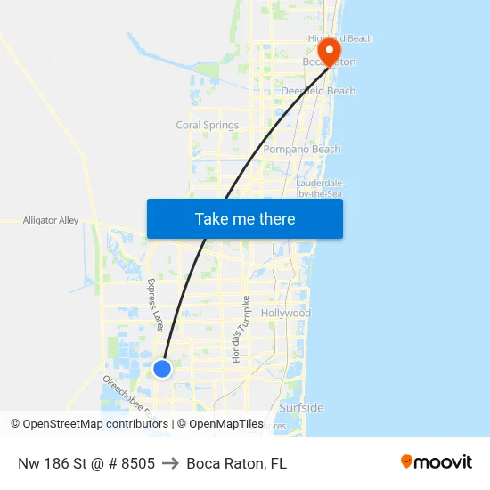 Nw 186 St @ # 8505 to Boca Raton, FL map