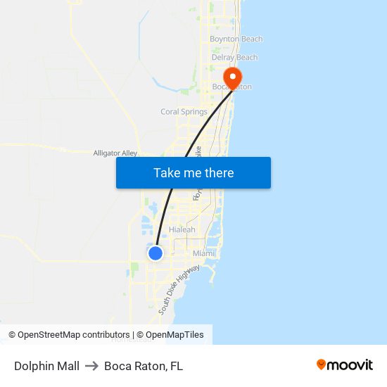 Dolphin Mall to Boca Raton, FL map