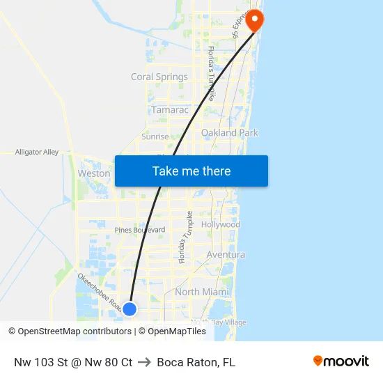 Nw 103 St @ Nw 80 Ct to Boca Raton, FL map