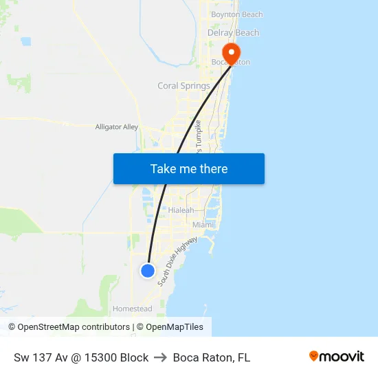 Sw 137 Av @ 15300 Block to Boca Raton, FL map
