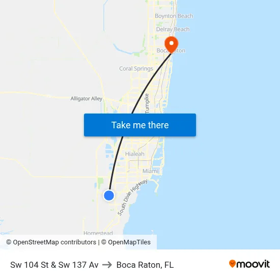 Sw 104 St & Sw 137 Av to Boca Raton, FL map