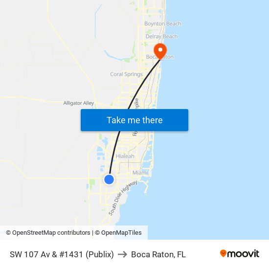 SW 107 Av & #1431 (Publix) to Boca Raton, FL map