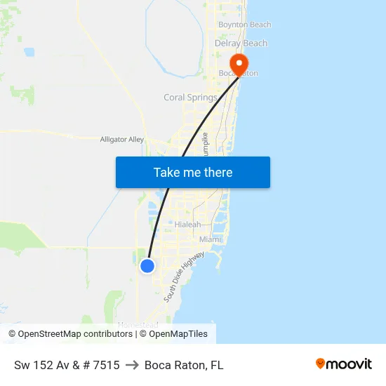 Sw 152 Av & # 7515 to Boca Raton, FL map