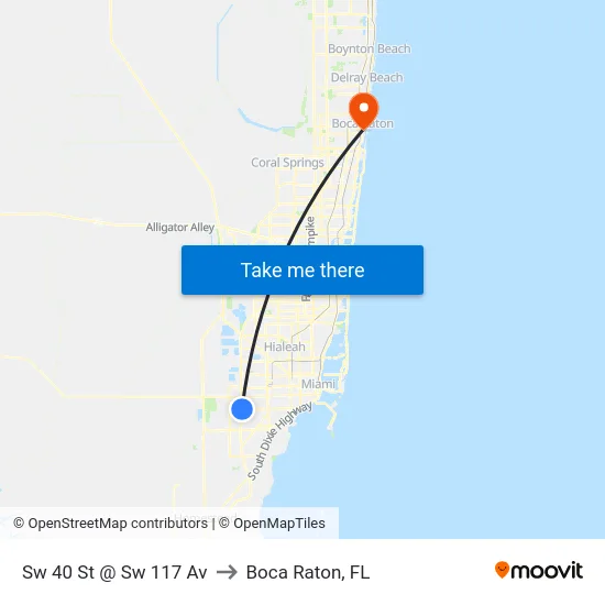 Sw 40 St @ Sw 117 Av to Boca Raton, FL map
