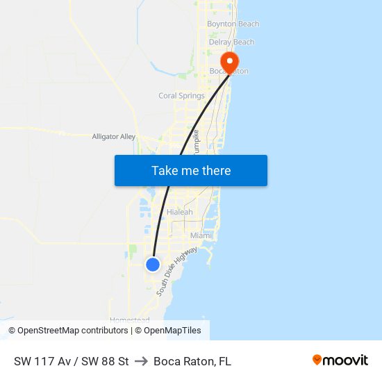 SW 117 Av / SW 88 St to Boca Raton, FL map