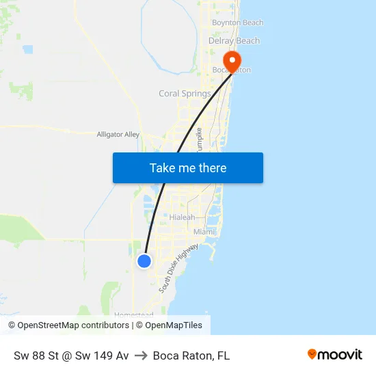 Sw 88 St @ Sw 149 Av to Boca Raton, FL map