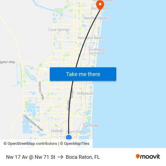 Nw 17 Av @ Nw 71 St to Boca Raton, FL map