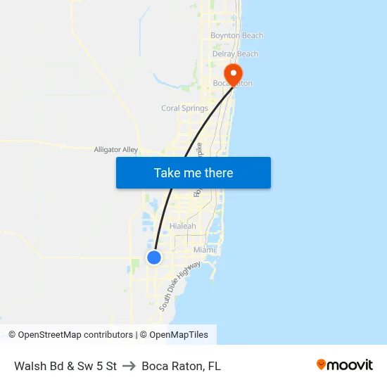 Walsh Bd & Sw 5 St to Boca Raton, FL map