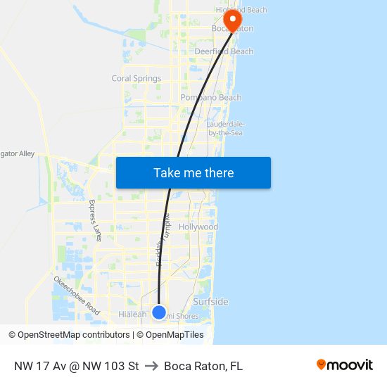 NW 17 Av @ NW 103 St to Boca Raton, FL map