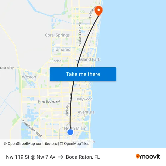 Nw 119 St @ Nw 7 Av to Boca Raton, FL map