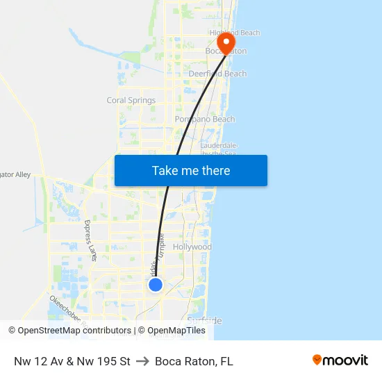 Nw 12 Av & Nw 195 St to Boca Raton, FL map