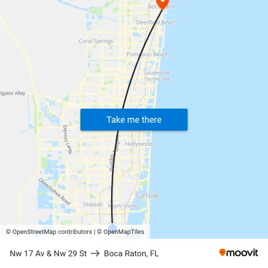 Nw 17 Av & Nw 29 St to Boca Raton, FL map