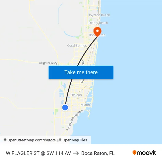 W Flagler St @ Sw 114 Av to Boca Raton, FL map