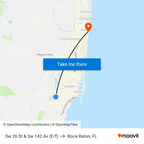 Sw 26 St & Sw 142 Av (E/f) to Boca Raton, FL map