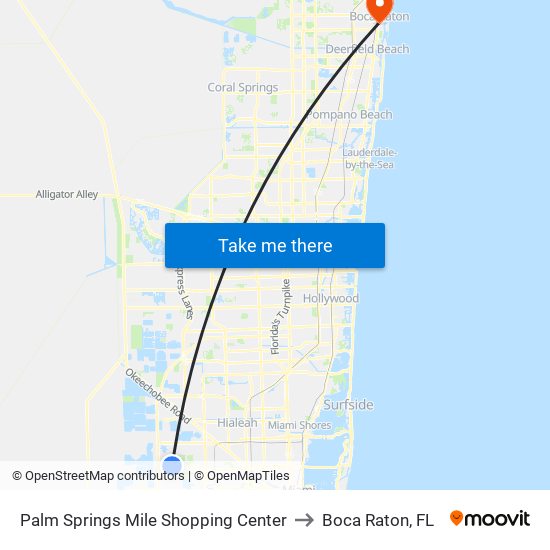 Palm Springs Mile Shopping Center to Boca Raton, FL map