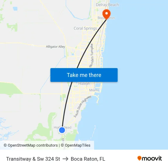 Transitway & Sw 324 St to Boca Raton, FL map