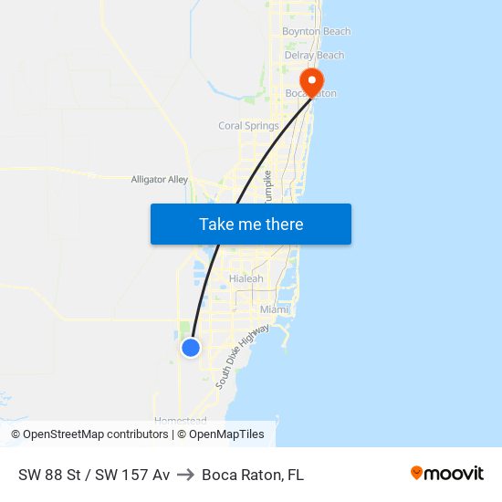 SW 88 St / SW 157 Av to Boca Raton, FL map
