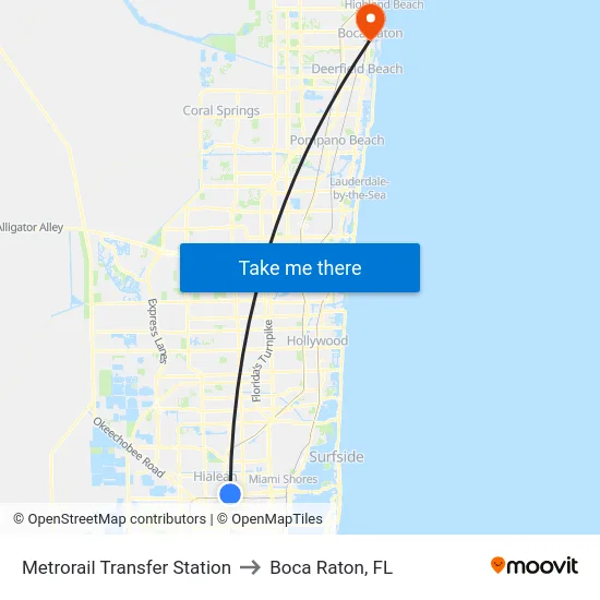 Metrorail Transfer Station to Boca Raton, FL map
