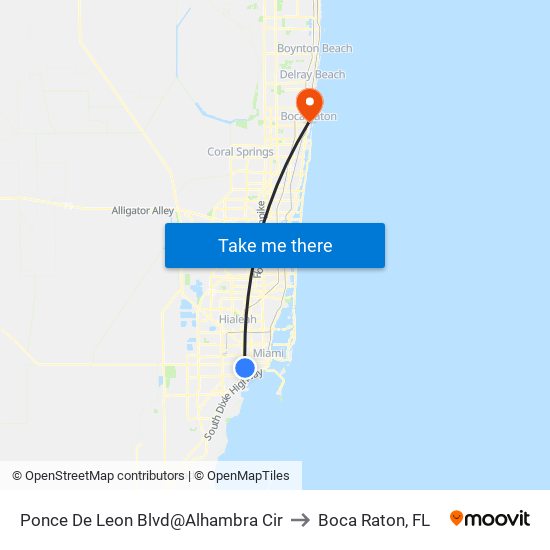 Ponce De Leon Blvd@Alhambra Cir to Boca Raton, FL map