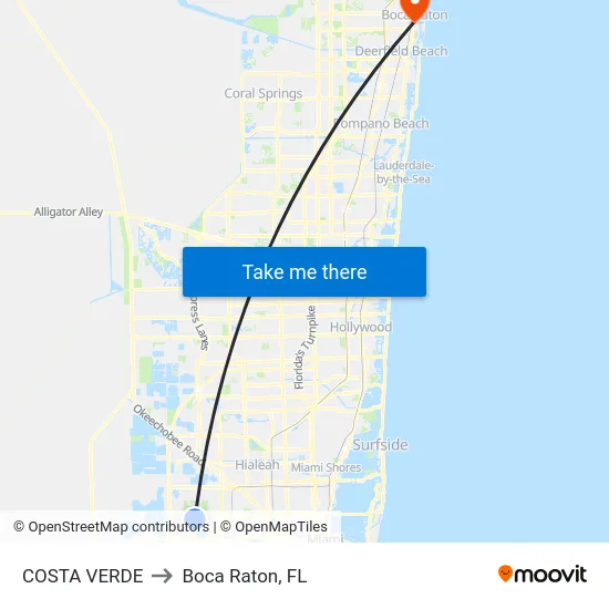 Costa Verde to Boca Raton, FL map