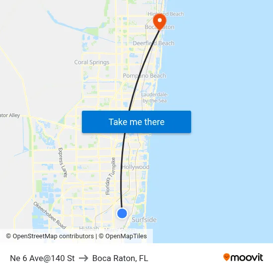 Ne 6 Ave@140 St to Boca Raton, FL map