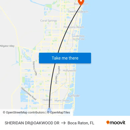 Sheridan Dr@oakwood Dr to Boca Raton, FL map