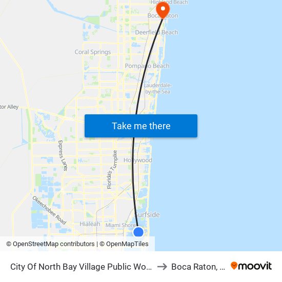 City Of North Bay Village Public Works to Boca Raton, FL map