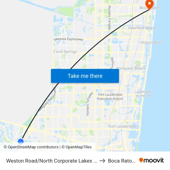 Weston Road/North Corporate Lakes Boulevard to Boca Raton, FL map