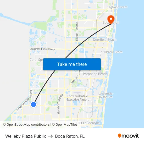 Welleby Plaza Publix to Boca Raton, FL map