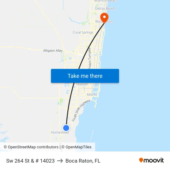 Sw 264 St & # 14023 to Boca Raton, FL map