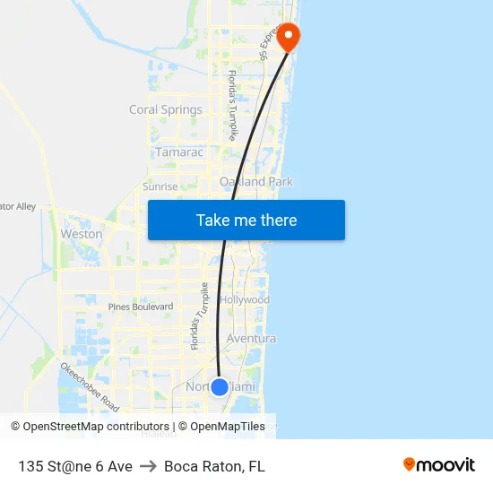 135 St@ne 6 Ave to Boca Raton, FL map