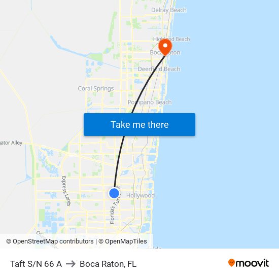 Taft S/N 66 A to Boca Raton, FL map