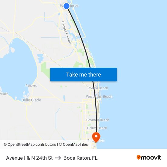 Avenue I & N 24th St to Boca Raton, FL map