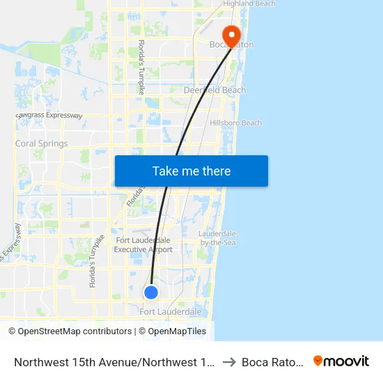 Northwest 15th Avenue/Northwest 14th Court to Boca Raton, FL map