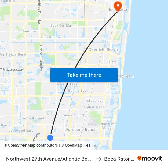 Northwest 27th Avenue/Atlantic Boulevard to Boca Raton, FL map