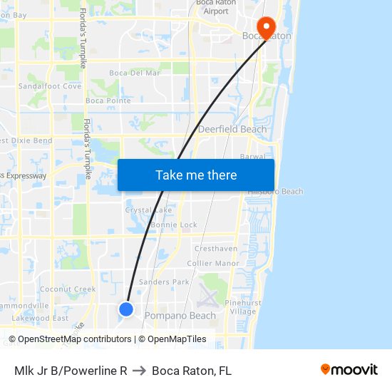 Mlk Jr B/Powerline R to Boca Raton, FL map