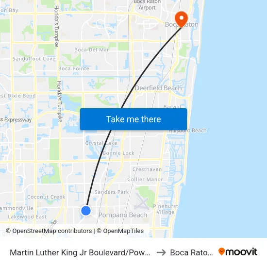 Martin Luther King Jr Boulevard/Powerline Road to Boca Raton, FL map