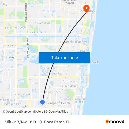 Mlk Jr B/Nw 18 D to Boca Raton, FL map